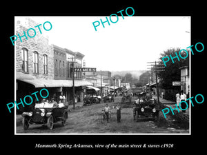 OLD LARGE HISTORIC PHOTO OF MAMMOTH SPRINGS ARKANSAS, THE MAIN ST & STORES c1920