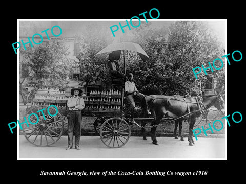 OLD LARGE HISTORIC PHOTO OF SAVANNAH GEORGIA, THE COCA COLA BOTTLING WAGON c1910