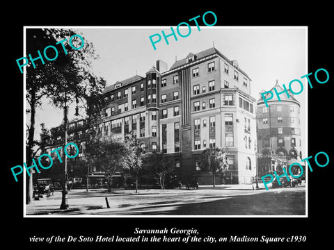 OLD LARGE HISTORIC PHOTO OF SAVANNAH GEORGIA, VIEW OF THE DE SOTO HOTEL c1930