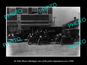 OLD LARGE HISTORIC PHOTO OF St CLAIR SHORE MICHIGAN, THE POLICE DEPARTMENT c1940