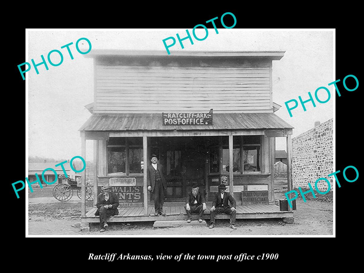 OLD LARGE HISTORIC PHOTO OF RATCLIFF ARKANSAS, THE TOWN POST OFFICE c1900