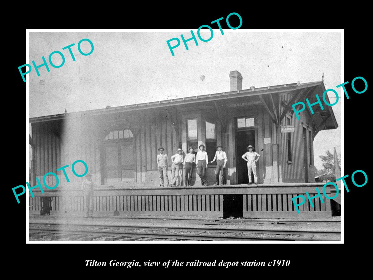 OLD LARGE HISTORIC PHOTO OF TILTON GEORGIA, THE RAILROAD DEPOT STATION c1910