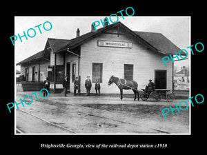 OLD LARGE HISTORIC PHOTO OF WRIGHTSVILLE GEORGIA, RAILROAD DEPOT STATION c1910