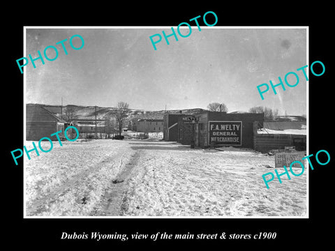 OLD LARGE HISTORIC PHOTO DUBOIS WYOMING, VIEW OF THE MAIN STREET & STORES c1900