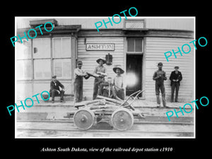 OLD LARGE HISTORIC PHOTO OF ASHTON SOUTH DAKOTA, THE RAILROAD STATION c1910 1