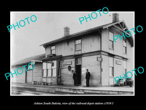 OLD LARGE HISTORIC PHOTO OF ASHTON SOUTH DAKOTA, THE RAILROAD STATION c1910 2