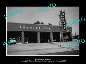 OLD LARGE HISTORIC PHOTO OF HUNTINGTON INDIANA, LINCOLN MERCURY CAR CENTER c1960