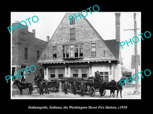 OLD LARGE HISTORIC PHOTO OF INDIANAPOLIS INDIANA, WASHINGTON St FIRE DEPOT c1910