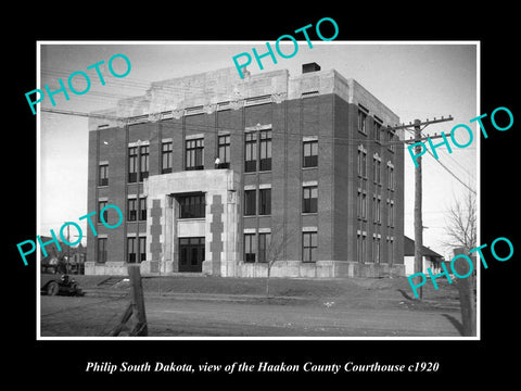 OLD LARGE HISTORIC PHOTO OF PHILIP SOUTH DAKOTA, THE COUNTY COURT HOUSE c1920