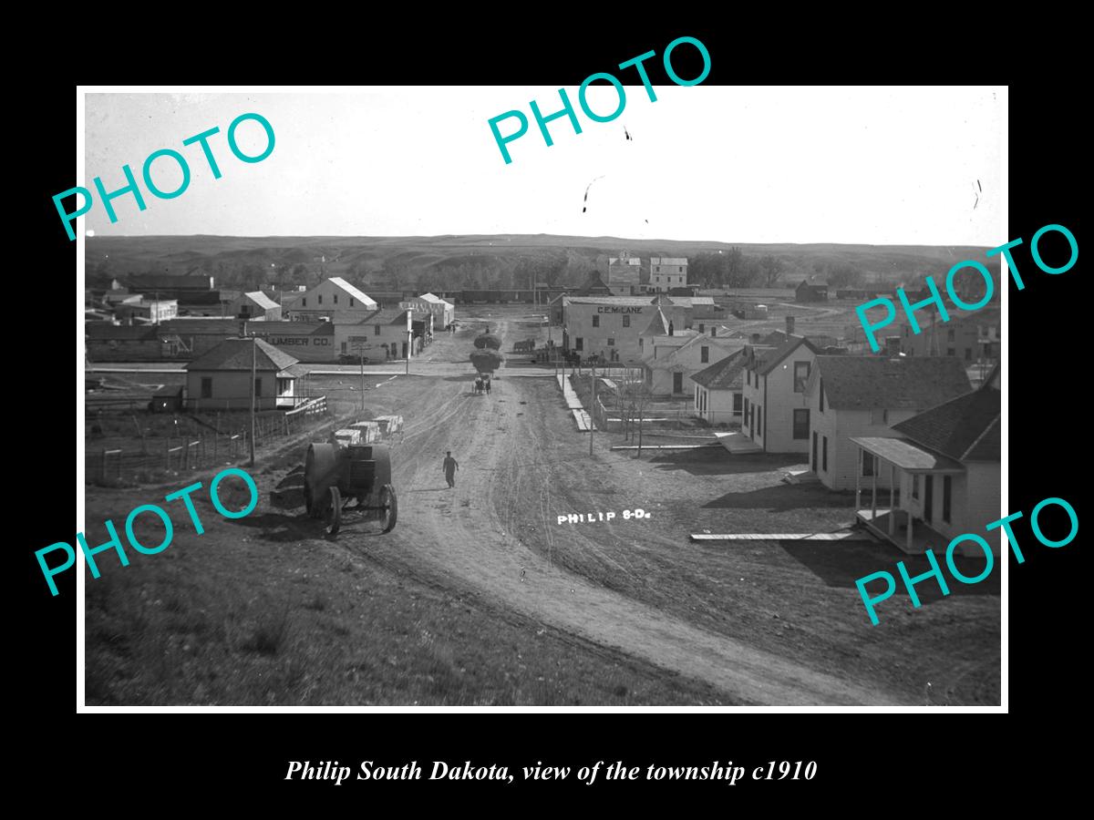 OLD LARGE HISTORIC PHOTO OF PHILIP SOUTH DAKOTA, VIEW OF THE TOWNSHIP c1910