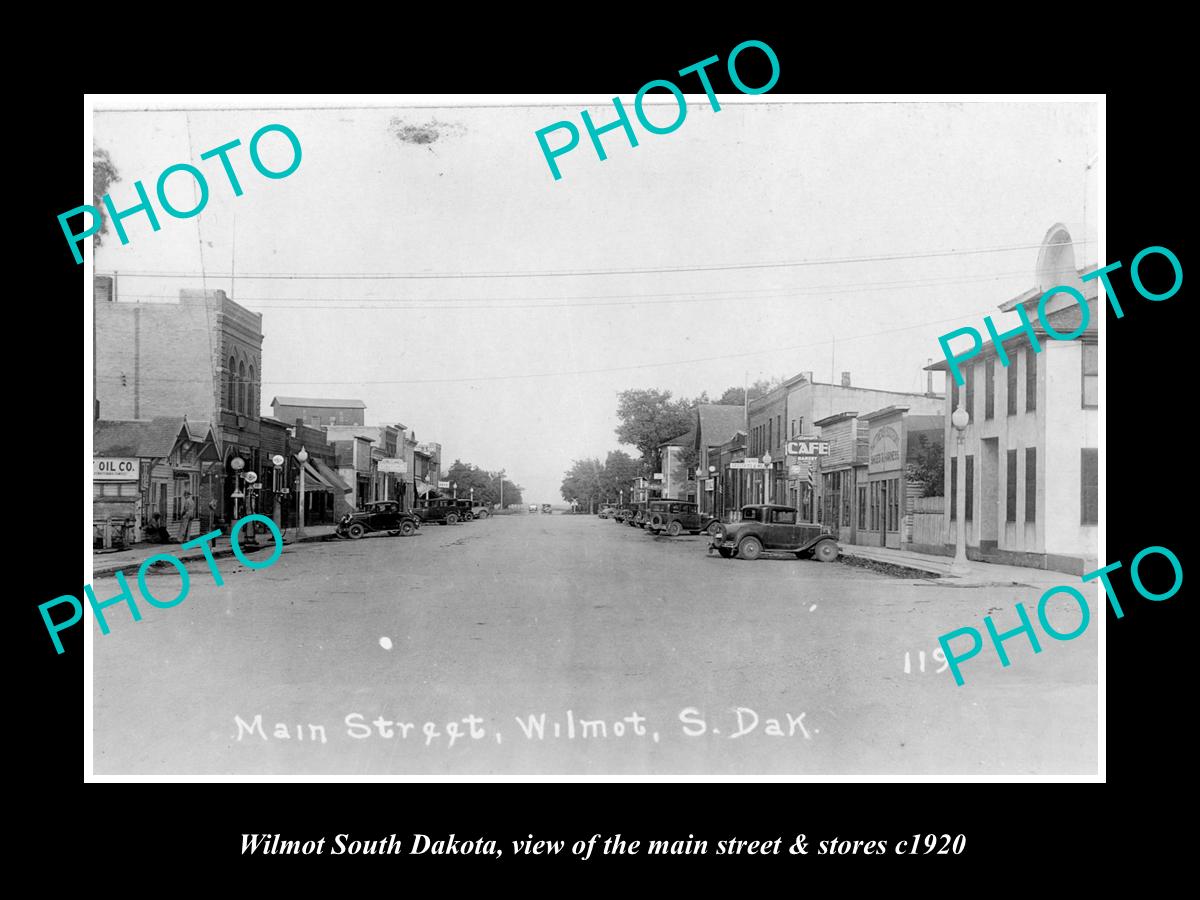 OLD LARGE HISTORIC PHOTO OF WILMOT SOUTH DAKOTA, THE MAIN STREET & STORES c1920