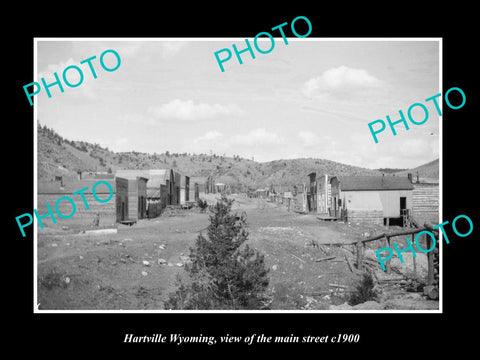 OLD LARGE HISTORIC PHOTO HARTVILLE WYOMING, VIEW OF THE MAIN STREET c1900