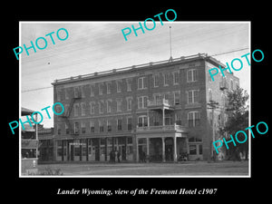 OLD LARGE HISTORIC PHOTO LANDER WYOMING, VIEW OF THE FREMONT HOTEL c1917