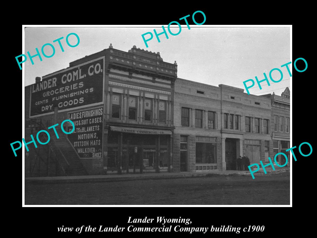 OLD LARGE HISTORIC PHOTO LANDER WYOMING, VIEW OF THE COMMERCIAL Co STORE c1900