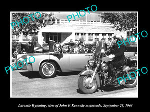 OLD LARGE HISTORIC PHOTO LARAMIE WYOMING, THE JFK PRESIDENTIAL MOTORCADE c1963