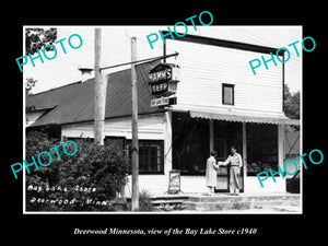 OLD LARGE HISTORIC PHOTO OF DEERWOOD MINNESOTA, THE BAY LAKE STORE c1950