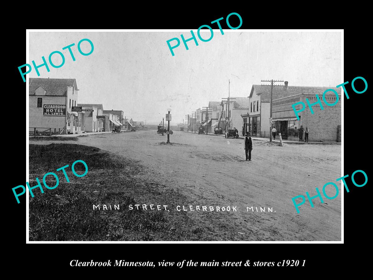 OLD LARGE HISTORIC PHOTO OF CLEARBROOK MINNESOTA, THE MAIN St & STORES c1920 2