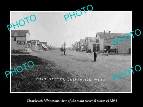 OLD LARGE HISTORIC PHOTO OF CLEARBROOK MINNESOTA, THE MAIN St & STORES c1920 2