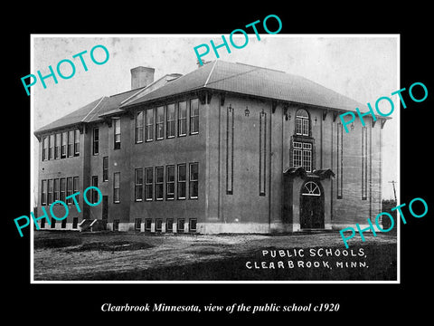 OLD LARGE HISTORIC PHOTO OF CLEARBROOK MINNESOTA, THE PUBLIC SCHOOL c1920