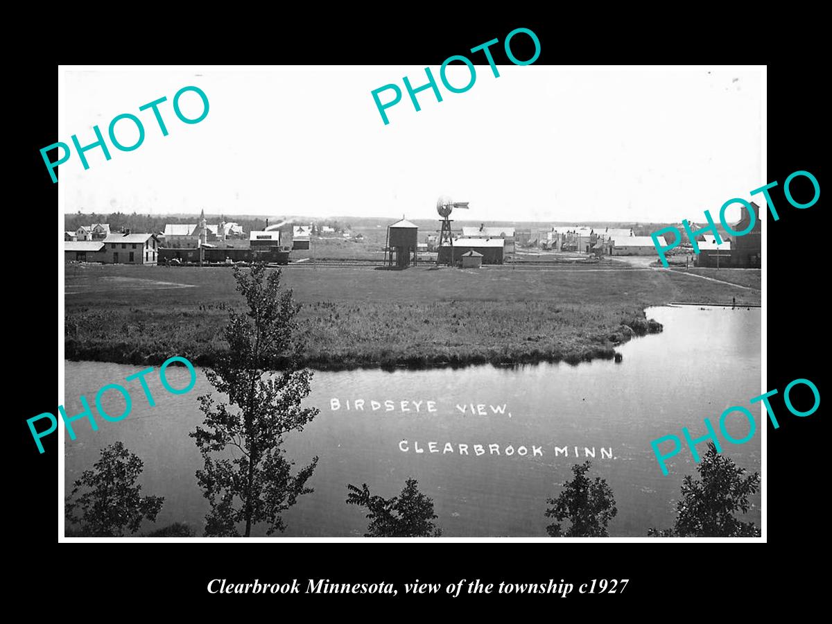 OLD LARGE HISTORIC PHOTO OF CLEARBROOK MINNESOTA, VIEW OF THE TOWNSHIP c1927