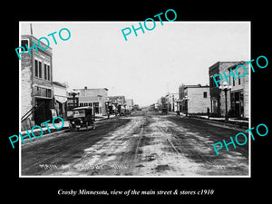 OLD LARGE HISTORIC PHOTO OF CROSBY MINNESOTA, THE MAIN STREET & STORES c1910