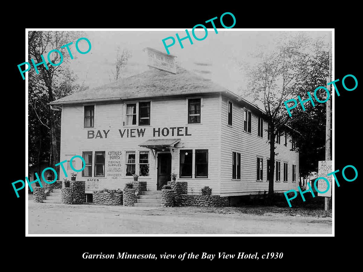 OLD LARGE HISTORIC PHOTO OF GARRISON MINNESOTA, THE BAY VIEW HOTEL c1930