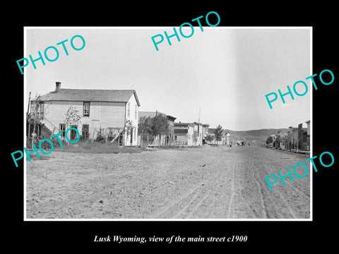 OLD LARGE HISTORIC PHOTO LUSK WYOMING, VIEW OF THE MAIN STREET c1900