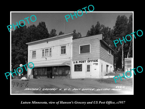 OLD LARGE HISTORIC PHOTO OF LUSTEN MINNESOTA, THE STORE & POST OFFICE c1957