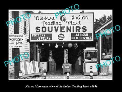 OLD LARGE HISTORIC PHOTO OF NISSWA MINNESOTA, THE INDIAN TRADING POST c1950