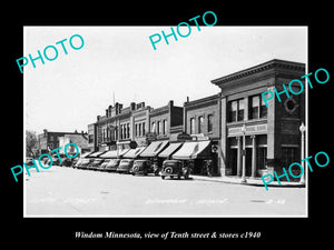 OLD LARGE HISTORIC PHOTO OF WINDOM MINNESOTA, VIEW OF TENTH STREET & STORES 1940