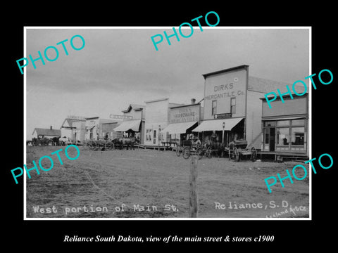 OLD LARGE HISTORIC PHOTO OF RELIANCE SOUTH DAKOTA, MAIN STREET & STORES c1900