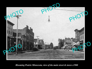 OLD LARGE HISTORIC PHOTO OF BLOOMING PARADE MINNESOTA, THE MAIN St & STORES 1900