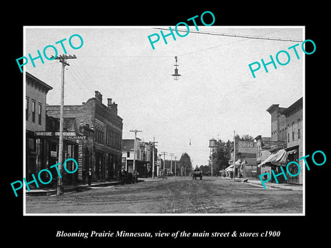 OLD LARGE HISTORIC PHOTO OF BLOOMING PARADE MINNESOTA, THE MAIN St & STORES 1900