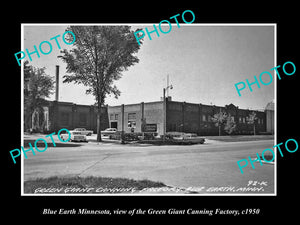 OLD LARGE HISTORIC PHOTO OF BLUE EARTH MINNESOTA, THE GREEN GIANT FACTORY c1950