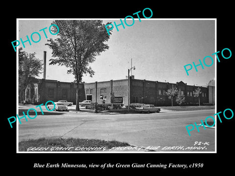 OLD LARGE HISTORIC PHOTO OF BLUE EARTH MINNESOTA, THE GREEN GIANT FACTORY c1950