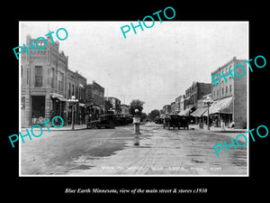 OLD LARGE HISTORIC PHOTO OF BLUE EARTH MINNESOTA, THE MAIN ST & STORES c1930