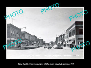 OLD LARGE HISTORIC PHOTO OF BLUE EARTH MINNESOTA, THE MAIN ST & STORES c1950