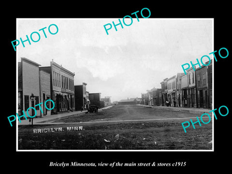 OLD LARGE HISTORIC PHOTO OF BRICELYN MINNESOTA, THE MAIN ST & STORES c1915