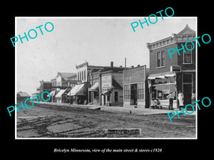 OLD LARGE HISTORIC PHOTO OF BRICELYN MINNESOTA, THE MAIN ST & STORES c1920