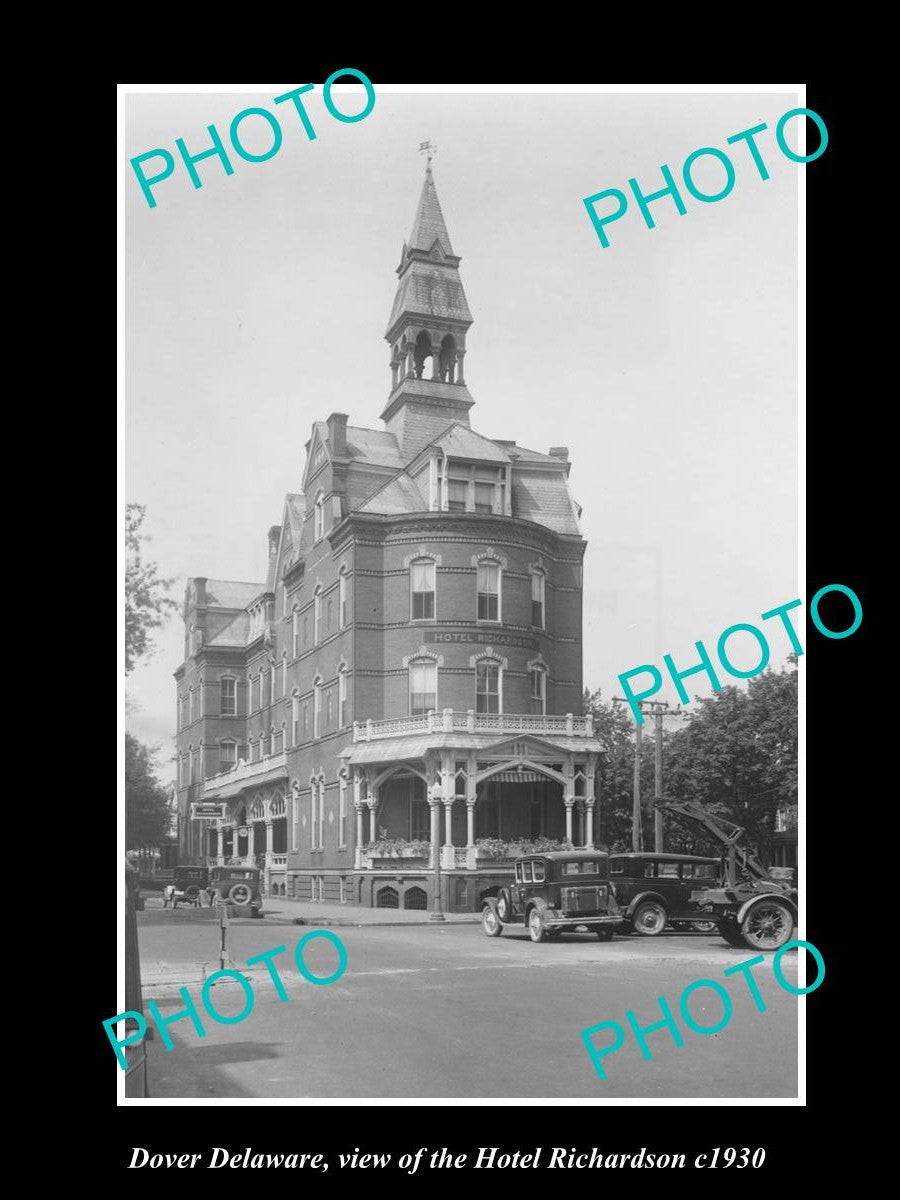 OLD LARGE HISTORIC PHOTO OF DOVER DELAWARE, VIEW OF THE HOTEL RICHARDSON c1930