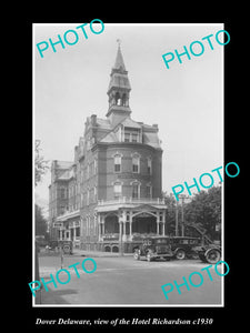 OLD LARGE HISTORIC PHOTO OF DOVER DELAWARE, VIEW OF THE HOTEL RICHARDSON c1930