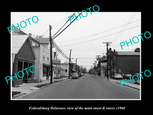 OLD LARGE HISTORIC PHOTO OF FEDERALSBURG DELAWARE, THE MAIN St & STORES c1960