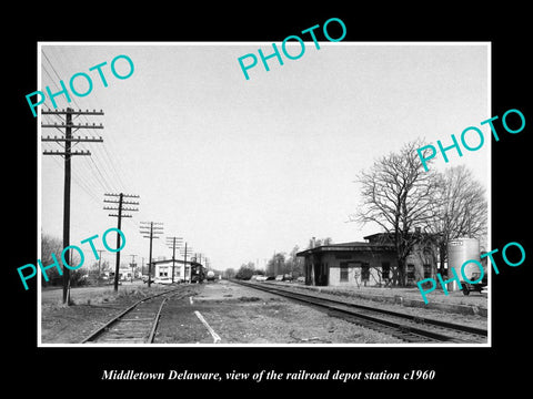 OLD LARGE HISTORIC PHOTO OF MIDDLETOWN DELAWARE, THE RAILROAD DEPOT STATION 1960