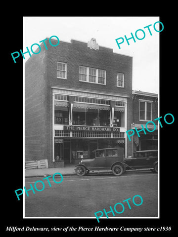 OLD LARGE HISTORIC PHOTO OF MILFORD DELAWARE, THE PIERCE HARDWARE STORE c1930