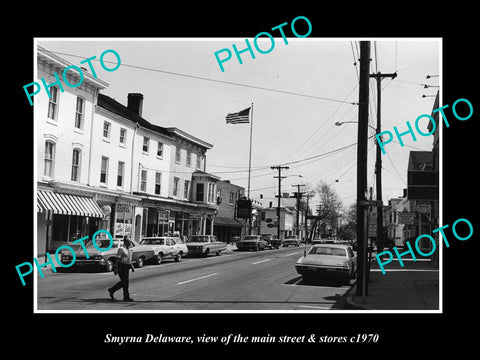 OLD LARGE HISTORIC PHOTO OF SMYRNA DELAWARE, THE MAIN STREET & STORES c1970