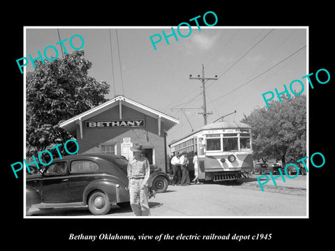 OLD LARGE HISTORIC PHOTO OF BETHANY OKLAHOMA, THE ELECTRIC RAILROAD DEPOT c1945