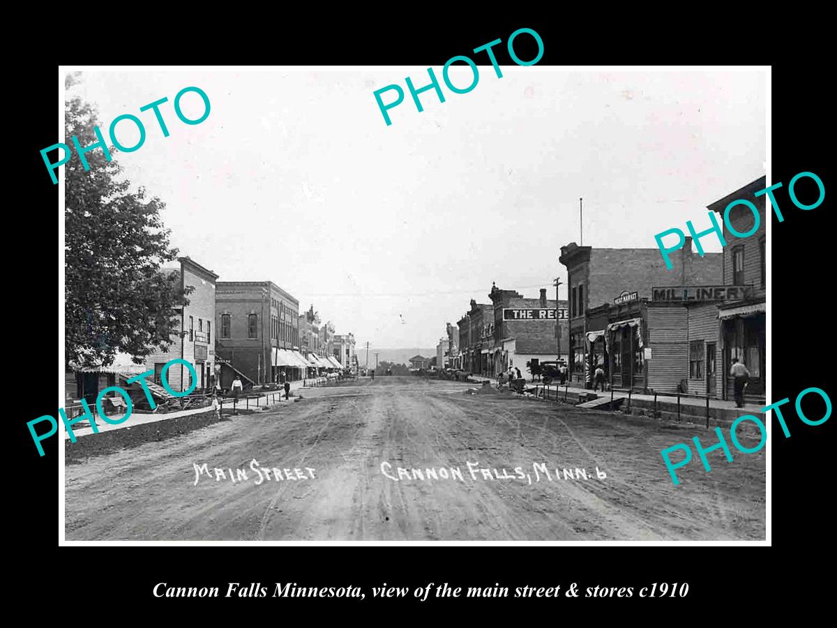 OLD LARGE HISTORIC PHOTO OF CANNON FALLS MINNESOTA, THE MAIN ST & STORES c1910