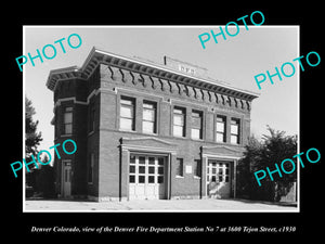 OLD LARGE HISTORIC PHOTO OF DENVER COLORADO, No7 FIRE DEPARTMENT STATION c1930