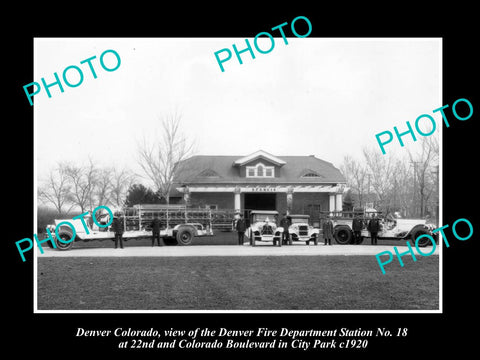 OLD LARGE HISTORIC PHOTO OF DENVER COLORADO, No 18 FIRE DEPARTMENT STATION c1920