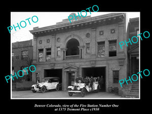 OLD LARGE HISTORIC PHOTO OF DENVER COLORADO, No 1 FIRE DEPARTMENT STATION c1930